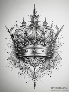 Tattoo sketch узор в виде черепа с короной, t... - эскиз тату (№1757883483_0, 14.09.2025 20:58) — Tatufoto.com