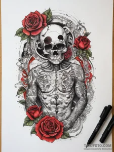 Tattoo sketch free diving a person holding th... - эскиз тату (№1757883892_0, 14.09.2025 21:04) — Tatufoto.com