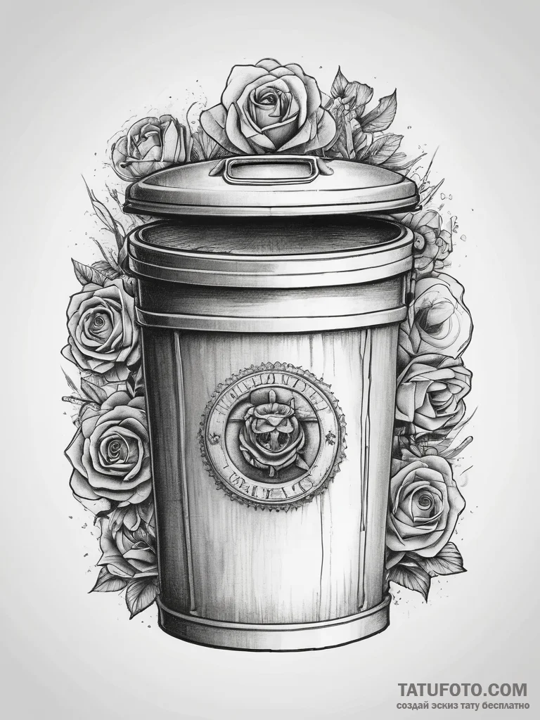 Tattoo sketch trash collector trash can - эскиз тату (№1757884284_0, 14.09.2025 21:11) — Tatufoto.com