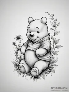 Tattoo sketch winnie the pooh with honey, tat... - эскиз тату (№1757884882_0, 14.09.2025 21:21) — Tatufoto.com
