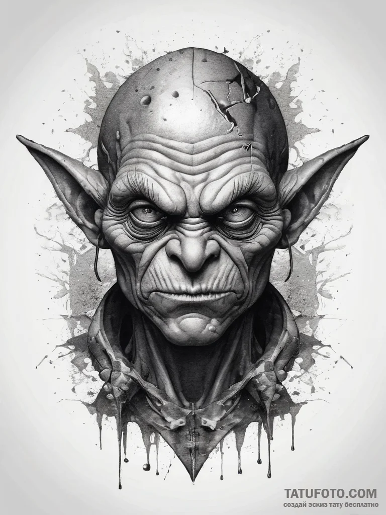 Tattoo sketch goblin, artistic tattoo sketch,... - эскиз тату (№1757888477_0, 14.09.2025 22:21) — Tatufoto.com