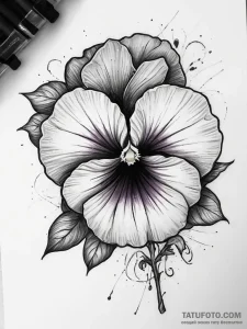 Tattoo sketch pansy flower, ink illustration... - эскиз тату (№1757890258_0, 14.09.2025 22:50) — Tatufoto.com