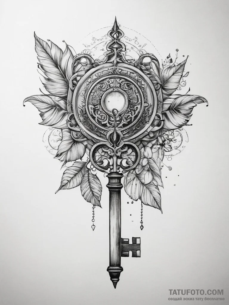 Tattoo sketch vintage key - эскиз тату (№1757891630_0, 14.09.2025 23:13) — Tatufoto.com