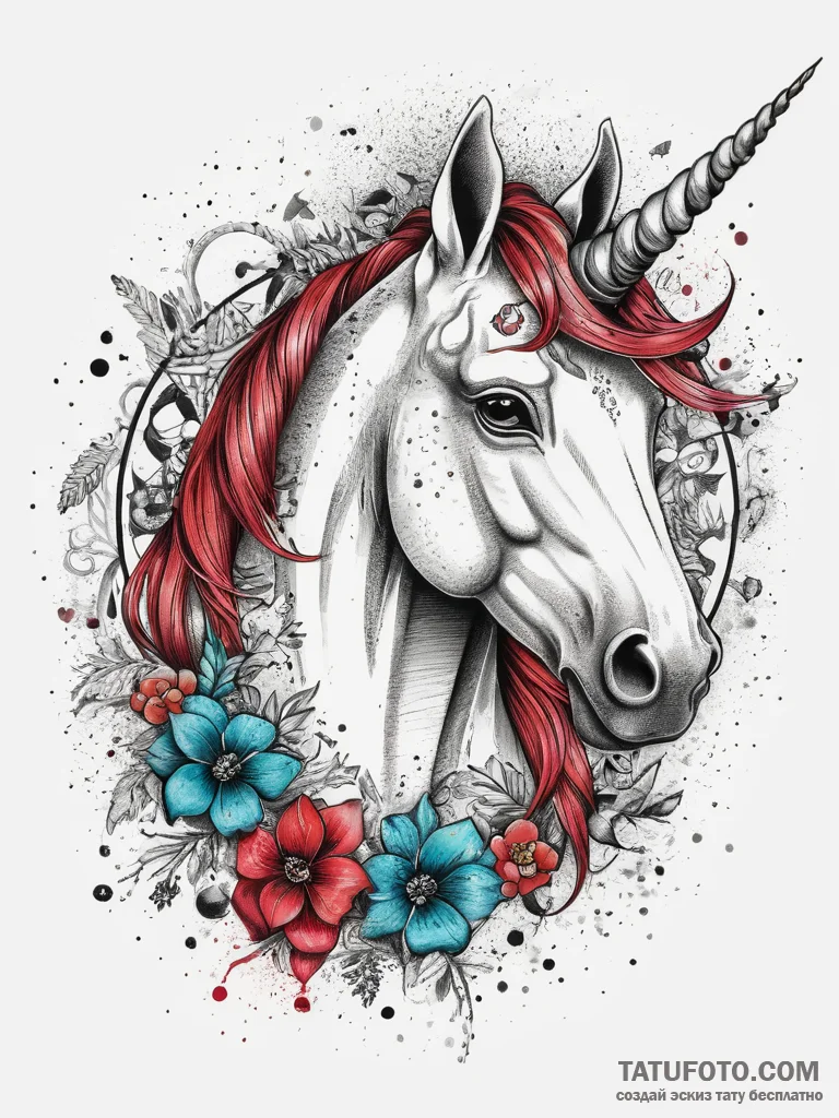 Tattoo sketch unicorn, tattoo flash sheet des... - эскиз тату (№1757940858_0, 15.09.2025 12:54) — Tatufoto.com