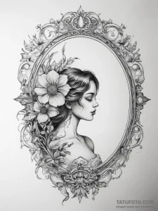 Tattoo sketch vintage mirror tattoo - эскиз тату (№1757941053_0, 15.09.2025 12:57) — Tatufoto.com