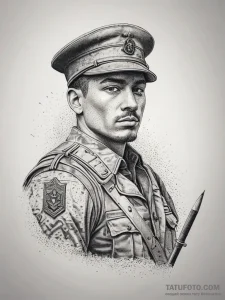 Tattoo sketch soldier with a pencil, tattoo l... - эскиз тату (№1757942408_0, 15.09.2025 13:20) — Tatufoto.com