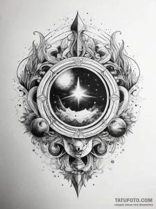 Tattoo sketch cosmic origin - эскиз тату (№1757943578_0, 15.09.2025 13:39) — Tatufoto.com