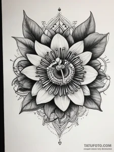 Tattoo sketch passion flower, tattoo drawing... - эскиз тату (№1757943968_0, 15.09.2025 13:46) — Tatufoto.com