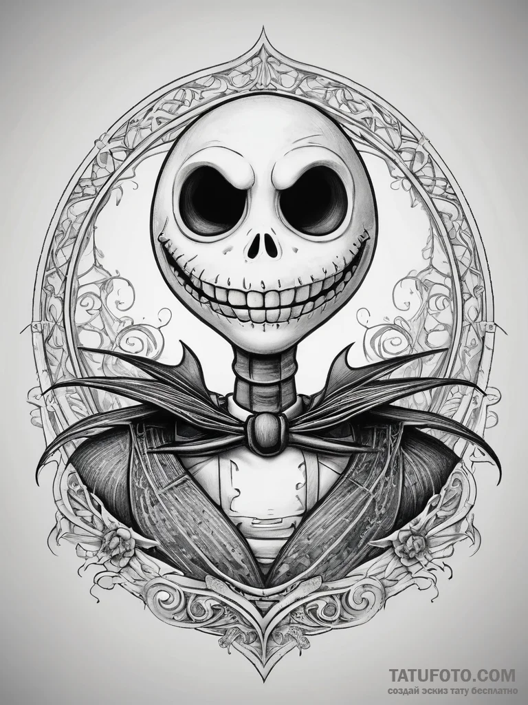 Tattoo sketch the nightmare before christmas... - эскиз тату (№1757944365_0, 15.09.2025 13:52) — Tatufoto.com