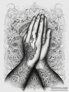 Tattoo sketch hands in prayer, tattoo sketch... - эскиз тату (№1757945527_0, 15.09.2025 14:12) — Tatufoto.com