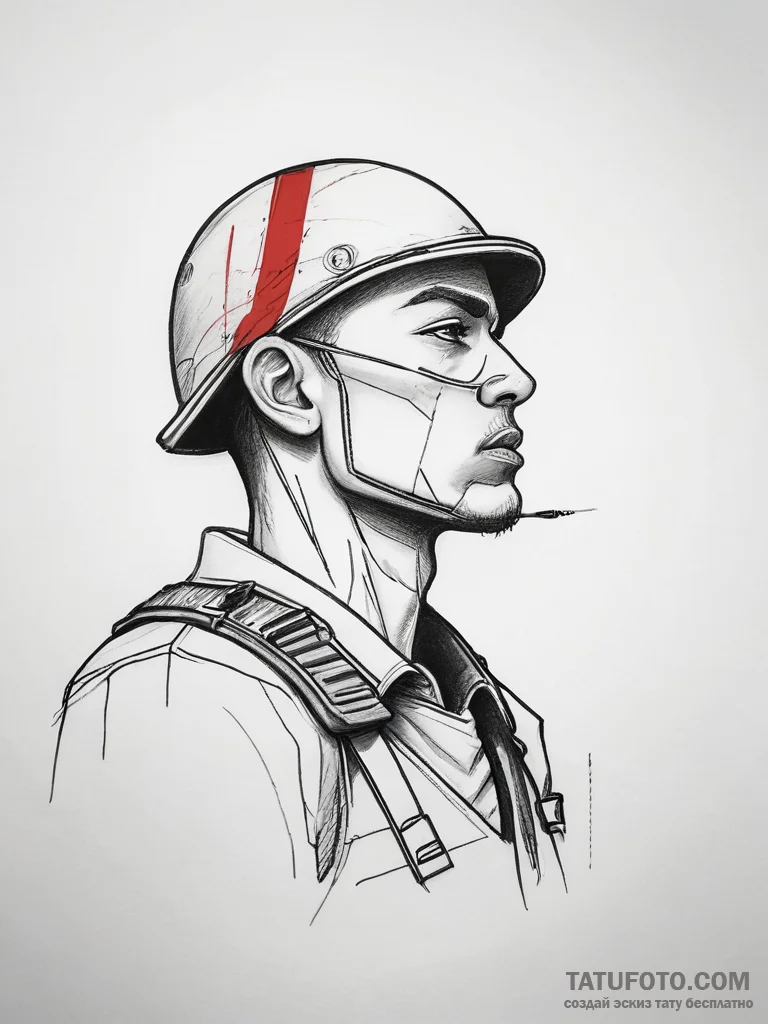Tattoo sketch soldier with a pen, tattoo draw... - эскиз тату (№1757947281_0, 15.09.2025 14:41) — Tatufoto.com