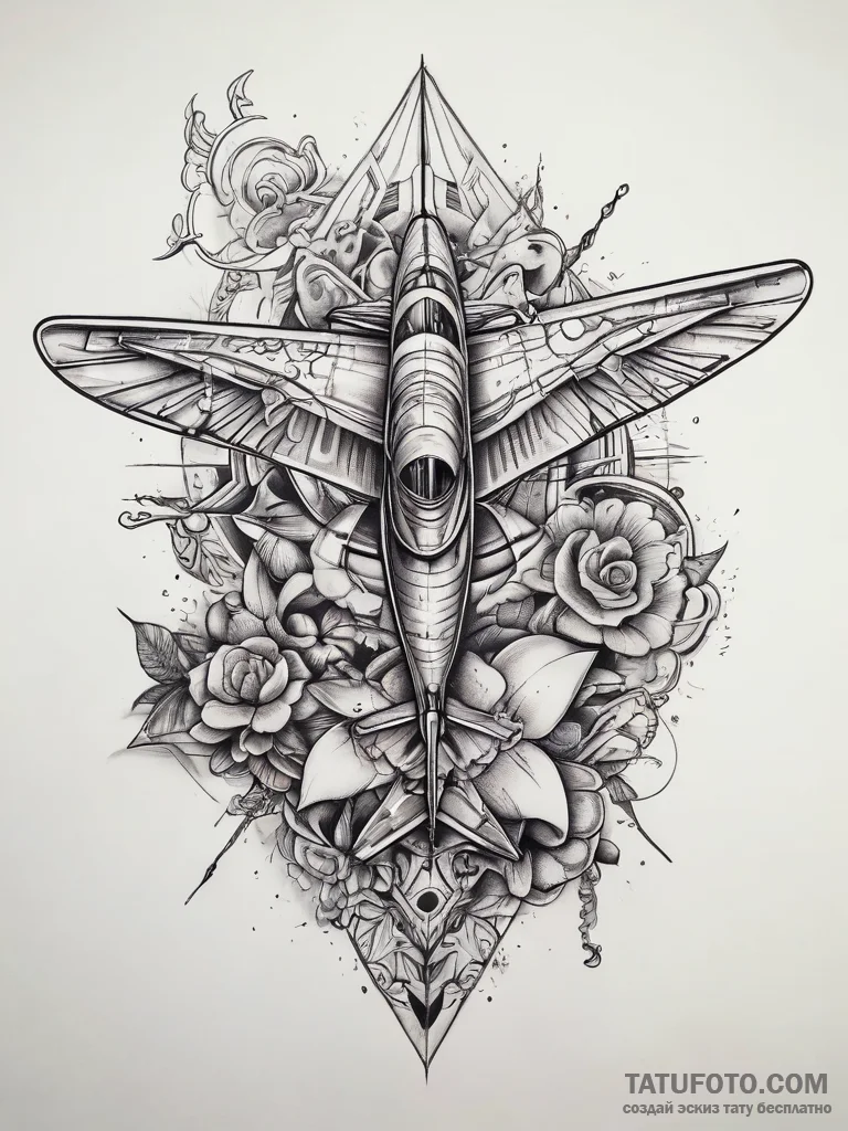 Tattoo sketch bomber plane, tattoo line art,... - эскиз тату (№1757947474_0, 15.09.2025 14:44) — Tatufoto.com