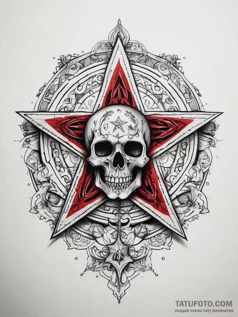Tattoo sketch pentagram with a skull, tattoo... - эскиз тату (№1757947862_0, 15.09.2025 14:51) — Tatufoto.com