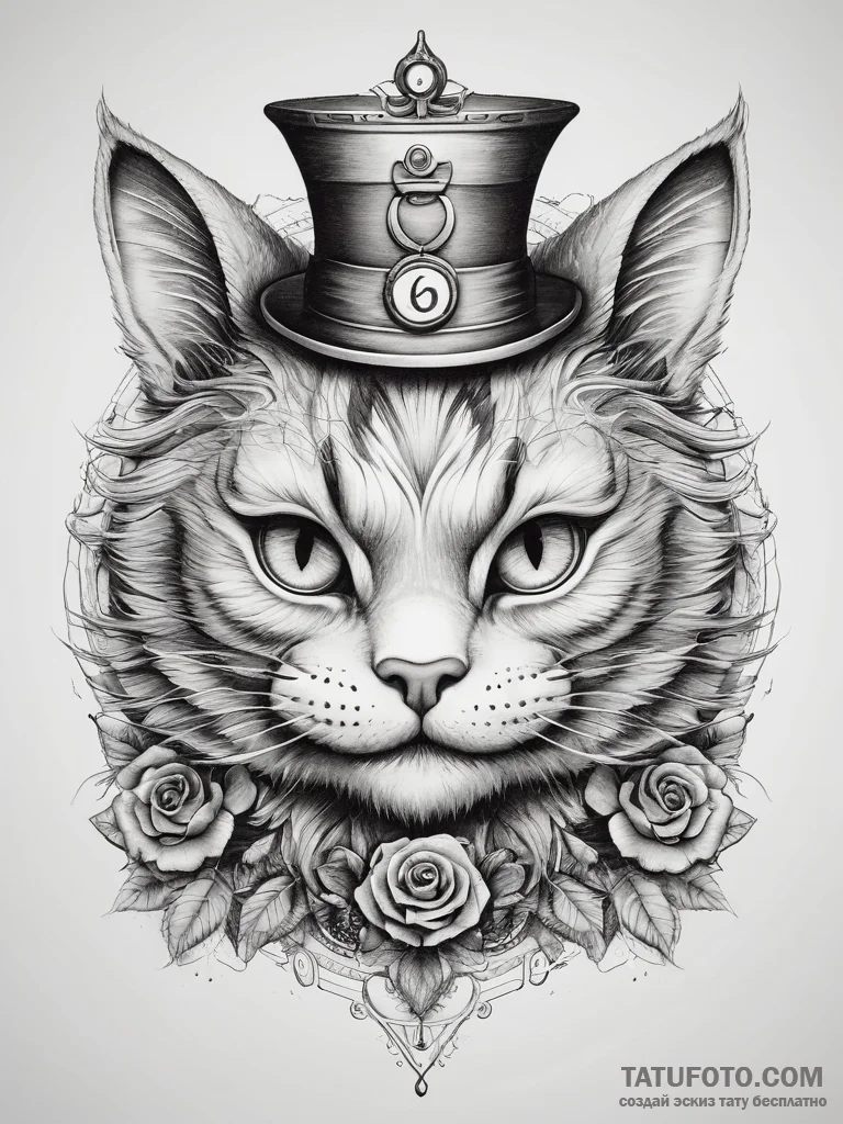 Tattoo sketch alice in wonderland cheshire ca... - эскиз тату (№1757952522_0, 15.09.2025 16:08) — Tatufoto.com
