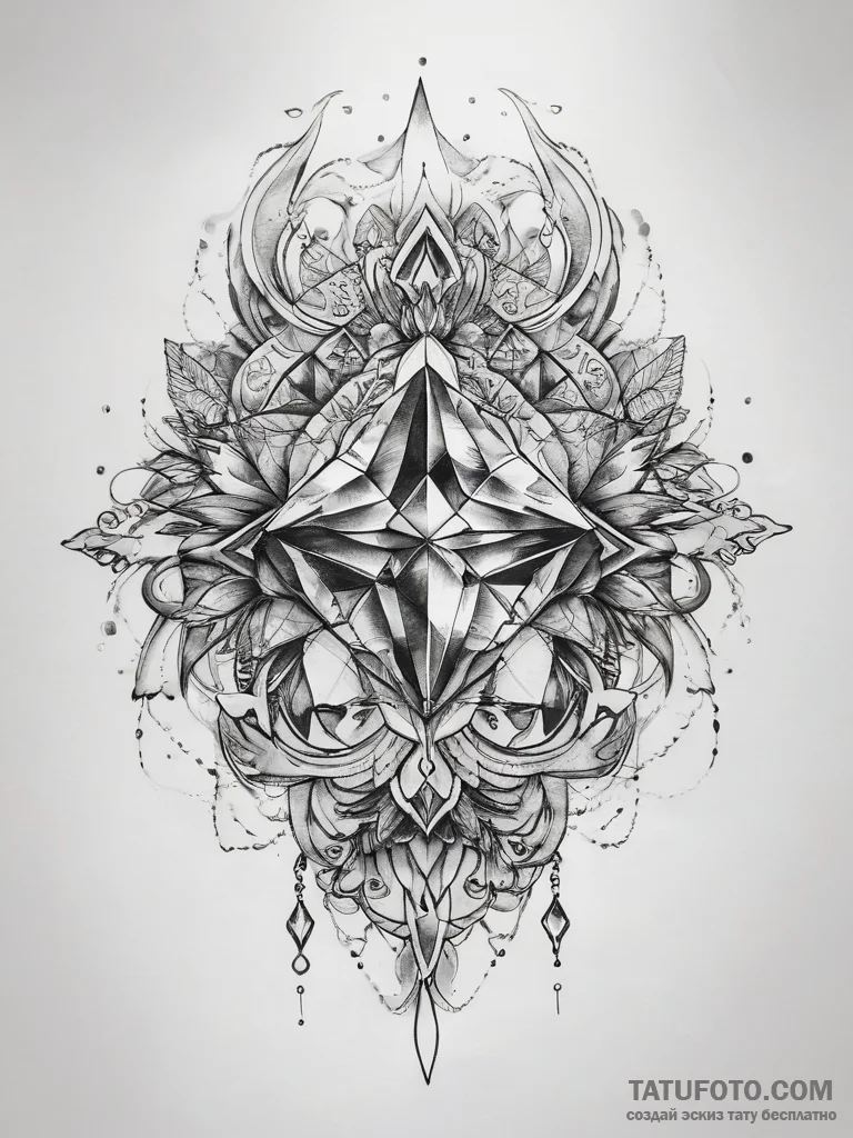 Tattoo sketch crystal - эскиз тату (№1757954676_0, 15.09.2025 16:44) — Tatufoto.com