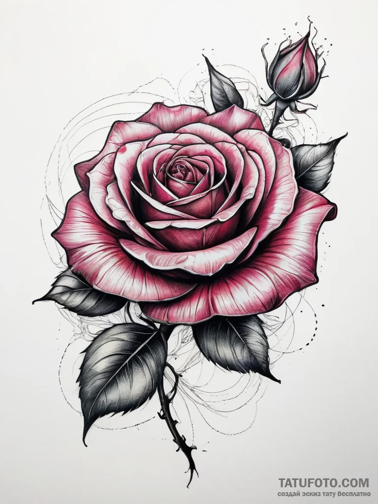 Tattoo sketch линейная роза, tattoo line art,... - эскиз тату (№1757955257_0, 15.09.2025 16:54) — Tatufoto.com