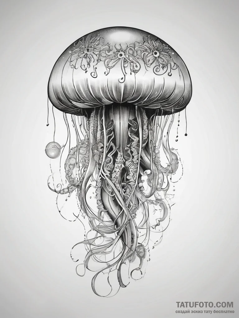 Tattoo sketch медуза, ink illustration for ta... - эскиз тату (№1757955466_0, 15.09.2025 16:57) — Tatufoto.com