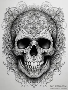 Tattoo sketch skull, ink illustration for tat... - эскиз тату (№1757955660_0, 15.09.2025 17:01) — Tatufoto.com