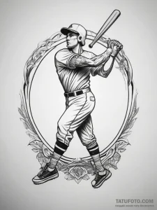 Tattoo sketch baseball player silhouette, con... - эскиз тату (№1757956048_0, 15.09.2025 17:07) — Tatufoto.com