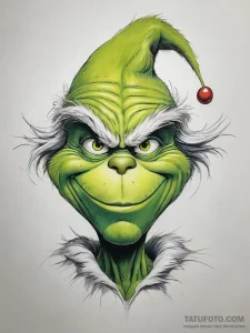 Tattoo sketch the grinch with a foot - эскиз тату (№1757957628_0, 15.09.2025 17:33) — Tatufoto.com