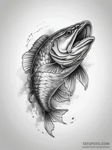 Tattoo sketch walleye, ink illustration for t... - эскиз тату (№1757961382_0, 15.09.2025 18:36) — Tatufoto.com