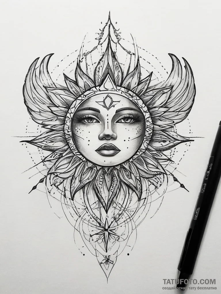 Tattoo sketch cosmic soul, tattoo sketch desi... - эскиз тату (№1757963927_0, 15.09.2025 19:18) — Tatufoto.com