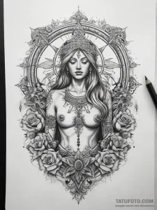 Tattoo sketch sacred scene - эскиз тату (№1757966095_0, 15.09.2025 19:54) — Tatufoto.com