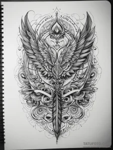 Tattoo sketch spellbook with a quill, tattoo... - эскиз тату (№1757966488_0, 15.09.2025 20:01) — Tatufoto.com