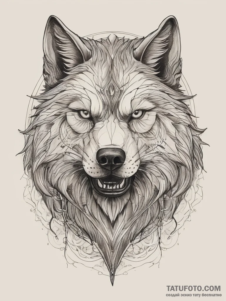 Tattoo sketch werewolf with a wolf, concept a... - эскиз тату (№1757967078_0, 15.09.2025 20:11) — Tatufoto.com