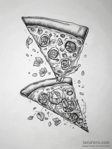 Tattoo sketch oregano with a pizza slice, tat... - эскиз тату (№1757967669_0, 15.09.2025 20:21) — Tatufoto.com
