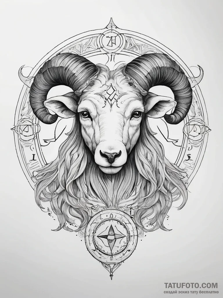 Tattoo sketch aries zodiac symbol - эскиз тату (№1757968868_0, 15.09.2025 20:41) — Tatufoto.com