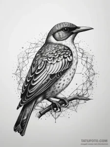 Tattoo sketch starling, concept art for tatto... - эскиз тату (№1757970249_0, 15.09.2025 21:04) — Tatufoto.com