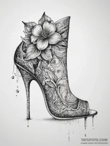 Tattoo sketch heels with a quote, tattoo line... - эскиз тату (№1757970839_0, 15.09.2025 21:13) — Tatufoto.com