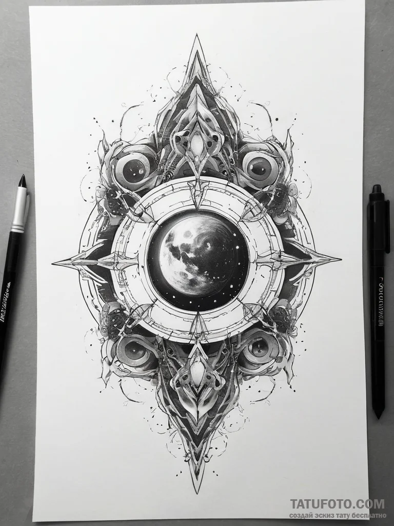 Tattoo sketch cosmic origin - эскиз тату (№1757974225_0, 15.09.2025 22:10) — Tatufoto.com