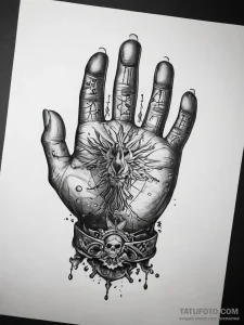 Tattoo sketch hands with a tank, ink illustra... - эскиз тату (№1757974420_0, 15.09.2025 22:13) — Tatufoto.com