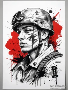 Tattoo sketch soldier with a letter, tattoo s... - эскиз тату (№1757975792_0, 15.09.2025 22:36) — Tatufoto.com