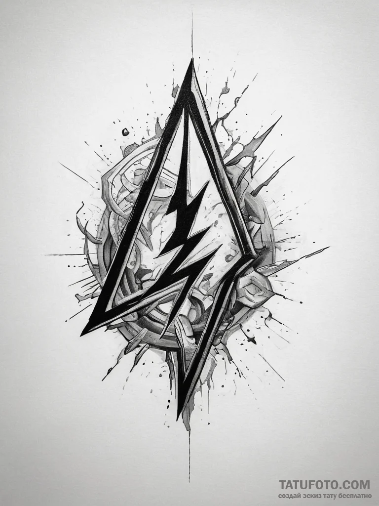 Tattoo sketch thurisaz rune with a lightning... - эскиз тату (№1757976205_0, 15.09.2025 22:43) — Tatufoto.com