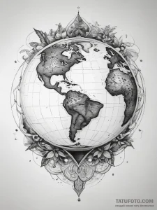 Tattoo sketch earth, concept art for tattoo,... - эскиз тату (№1758008238_0, 16.09.2025 07:37) — Tatufoto.com