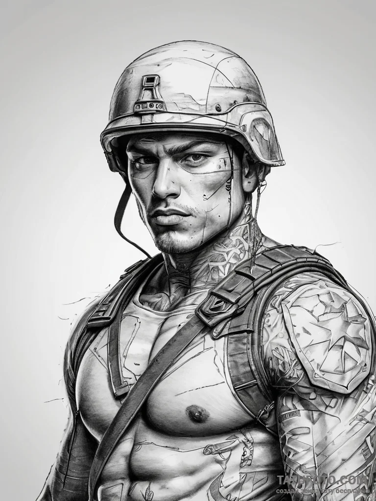 Tattoo sketch soldier with a pen, tattoo line... - эскиз тату (№1758008656_0, 16.09.2025 07:44) — Tatufoto.com