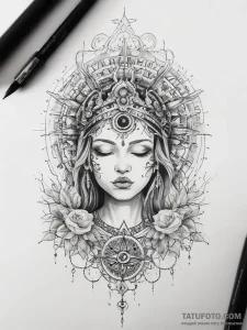 Tattoo sketch spiritual narrative - эскиз тату (№1758010232_0, 16.09.2025 08:10) — Tatufoto.com