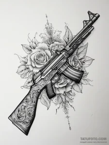 Tattoo sketch rifle tattoo, tattoo flash shee... - эскиз тату (№1758011018_0, 16.09.2025 08:23) — Tatufoto.com