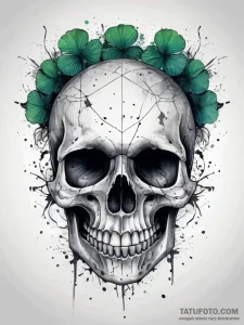 Tattoo sketch череп с клевером, ink illustrat... - эскиз тату (№1758011597_0, 16.09.2025 08:33) — Tatufoto.com