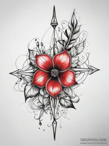 Tattoo sketch plane with a flower, tattoo dra... - эскиз тату (№1758012963_0, 16.09.2025 08:56) — Tatufoto.com