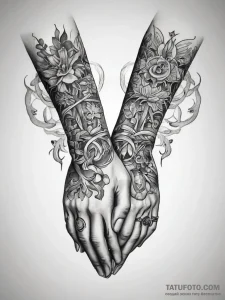 Tattoo sketch intertwined hands, tattoo sketc... - эскиз тату (№1758013155_0, 16.09.2025 08:59) — Tatufoto.com
