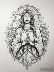 Tattoo sketch holy representation - эскиз тату (№1758016466_0, 16.09.2025 09:54) — Tatufoto.com