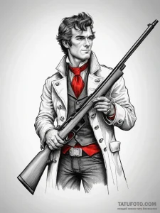 Tattoo sketch meriwether lewis with a rifle,... - эскиз тату (№1758017237_0, 16.09.2025 10:07) — Tatufoto.com