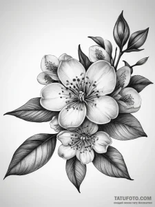 Tattoo sketch pear blossom, tattoo sketch des... - эскиз тату (№1758018425_0, 16.09.2025 10:27) — Tatufoto.com