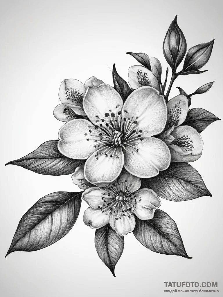 Tattoo sketch pear blossom, tattoo sketch des... - эскиз тату (№1758018425_0, 16.09.2025 10:27) — Tatufoto.com
