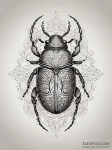 Tattoo sketch beetle, tattoo line art, on a c... - эскиз тату (№1758018616_0, 16.09.2025 10:30) — Tatufoto.com