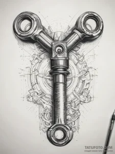 Tattoo sketch plumber wrench and pipes, conce... - эскиз тату (№1758019779_0, 16.09.2025 10:49) — Tatufoto.com